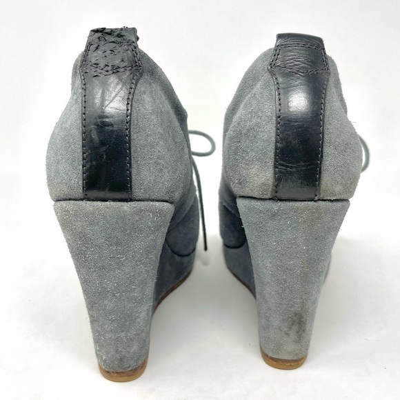 Rag & Bone Sahara Grey Suede Open Toe Lace Up Platform Wedges Size 38 - Picture 5 of 12